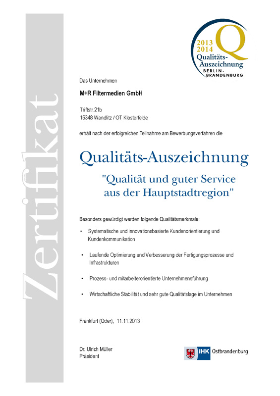 M R FILTERMEDIEN GMBH IN WANDLITZ visual data 2